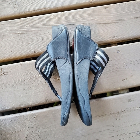 FitFlop Walkstar Black Leather Nylon Flip Flop Toe-Post Wedge Platform Sandals 9 - Picture 3 of 9